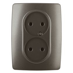Розетка ЭРА Серия 12 12-2107-13 двойная без заземления 2X2P 16A-250В IP20 бронза | Эра 12