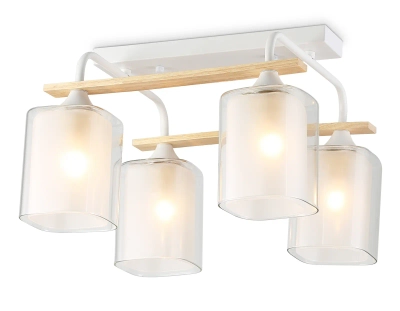 Светильник потолочный TR3033246/4 WH/WD белый/дерево E27/4 max 60W 340*340*245