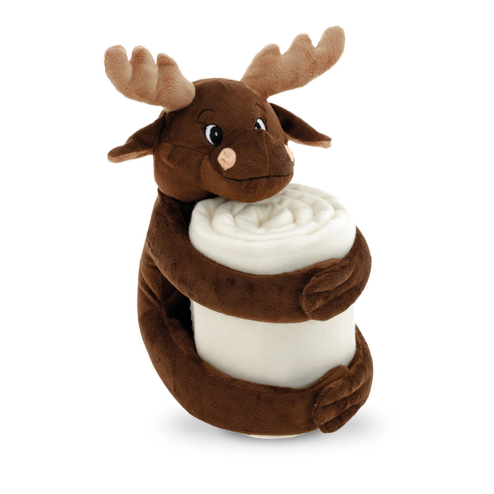 MOOSE. Полярное флисовый плед с плюшевой игрушкой (180 g/m²)