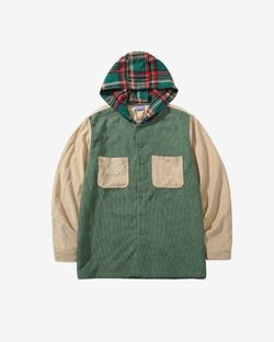 Рубашка Velvet Button Det Зелено-Песочная