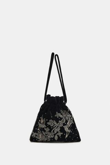 ZARA МИНИ-СУМКА С ВЫШИВКОЙ, ЧЕРНЫЙ