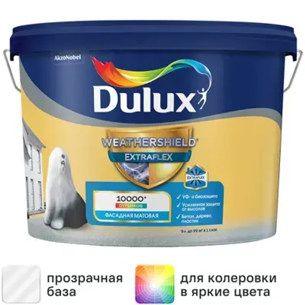 Краска фасадная Dulux Weathershield Extraflex матовая база BC