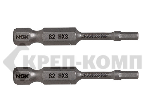 Бита E 6,3 hex-3-50, torsion "NOX STRONG" (2 шт) Nox