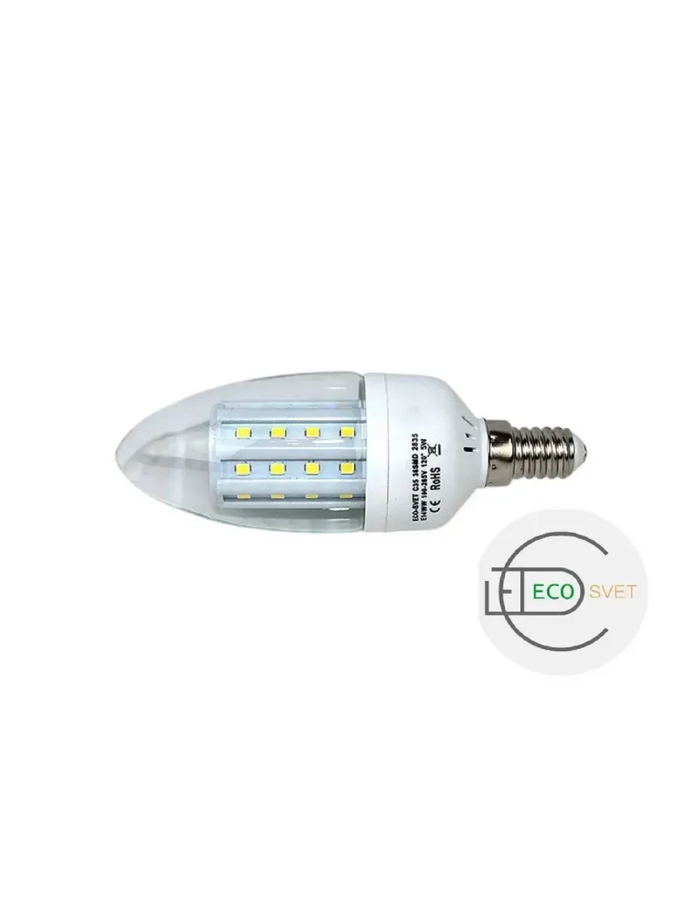 Светодиодная LED лампа С35 Е14 36LED 5W 10шт тёпл