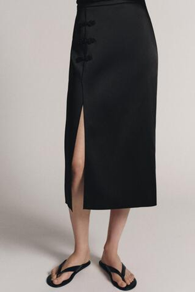АТЛАСНАЯ ЮБКА С АЛАМАРАМИ ZW COLLECTION — ZARA