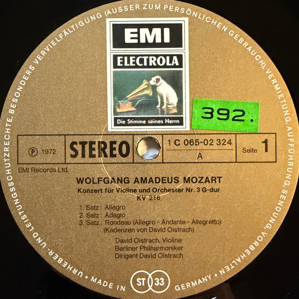 Моцарт, Давид Ойстрах - Скрипичные концерты №3 и № 4 (Германия 1972г.)