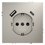 Розетка встраиваемая с заземлением и защитными шторками, 16А, с USB, A+С, (кашемир) Voltum S70 VLS040503