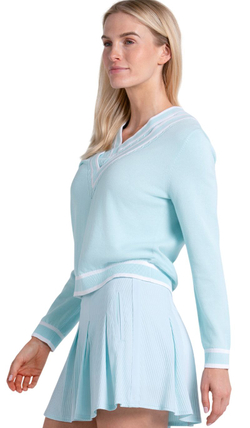 Женский теннисный свитер Lucky in Love Victory V-Neck Sweater - wave