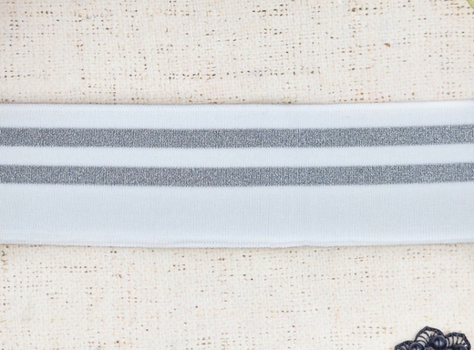 Подвязы трикотажные, ш. 7 см, L 130 см, белый с серебром