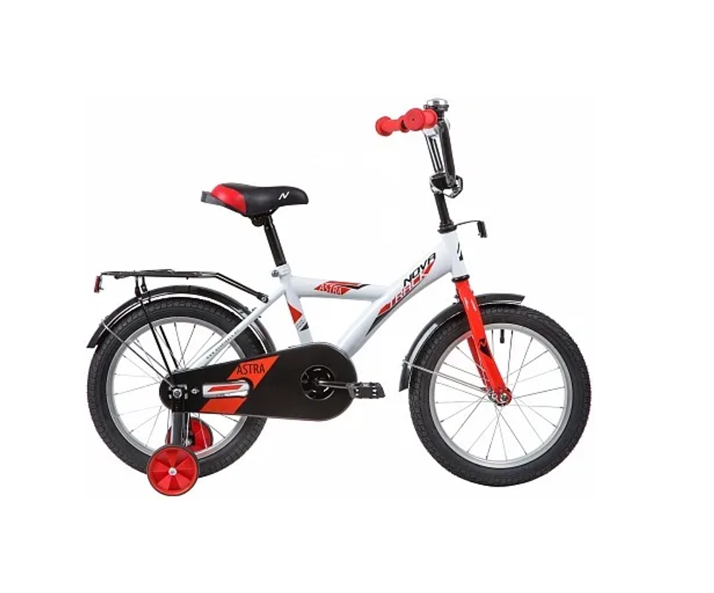 Велосипед NOVATRACK 16" ASTRA белый, тормоз нож, крылья, багажник, полная защ.цепи