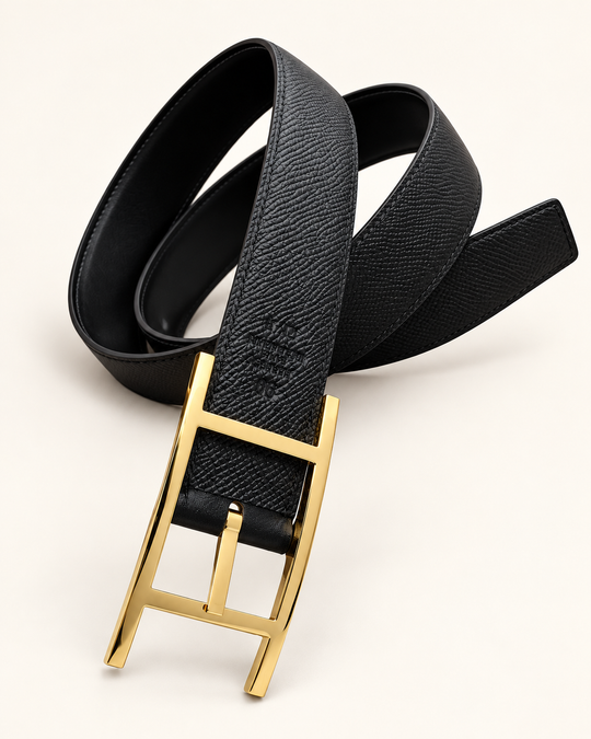 Мужской ремень Hermès 3.2 см — чёрный