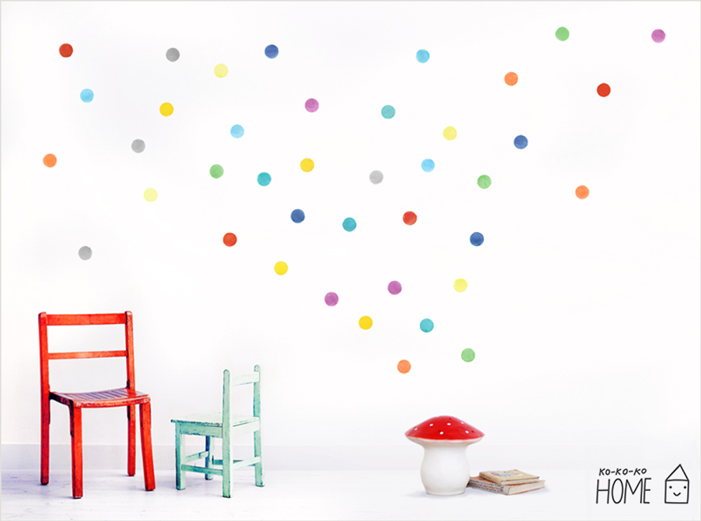 Интерьерная наклейка Watercolor Polka Dots — оранжевый