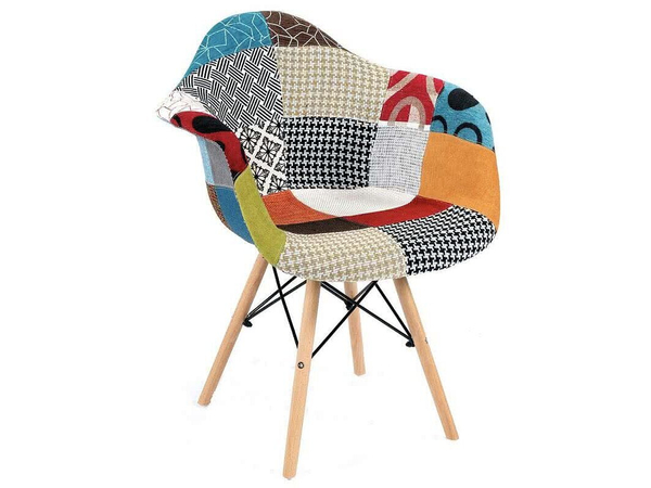 Стул Venecia в стиле Eames пэчворк оранжевый/дерево