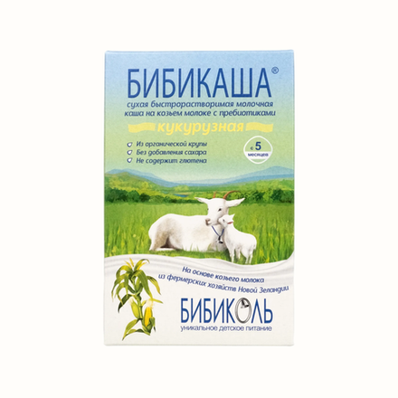 БИБИКАША Каша кукурузная на козьем молоке для детей старше 5 мес., 200гр.. блок 6шт.