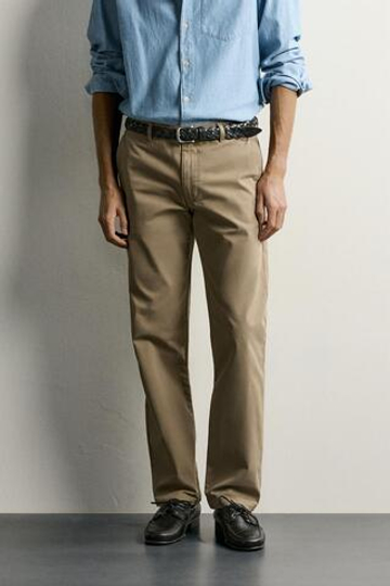 ZARA БРЮКИ ЧИНОС SLIM FIT, РЫЖЕВАТО-КОРИЧНЕВЫЙ