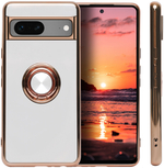 Стильный глянцевый чехол для GOOGLE PIXEL 7 (не 7A / 7 PRO!) с кольцом-подставкой и бархатной подкладкой