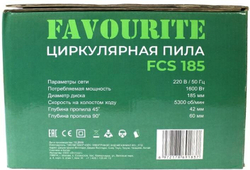 Пила циркулярная FAVOURITE FCS 185 1600Вт, ф185мм 5000об/мин (113200185)