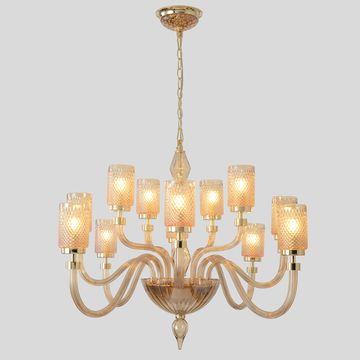 Люстра 12*Е14 SILVESTRO SP12 AMBER золото/янтарный Crystal Lux