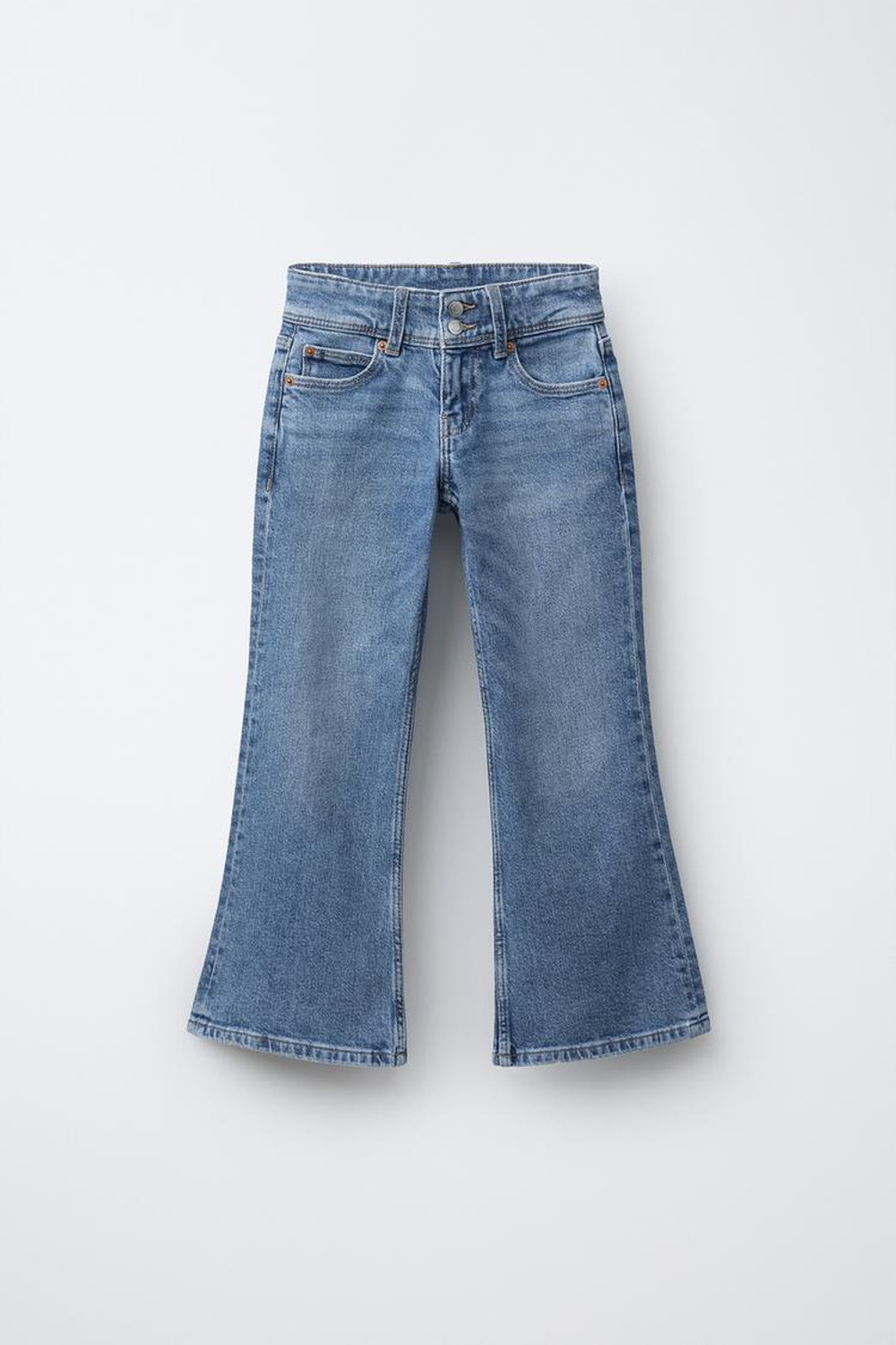 ZARA ДЖИНСЫ FLARE С ДВОЙНОЙ ПУГОВИЦЕЙ, СИНИЙ