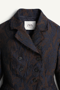 ZARA ПРИТАЛЕННЫЙ БЛЕЙЗЕР - LIMITED EDITION, КОРИЧНЕВО-СИНИЙ