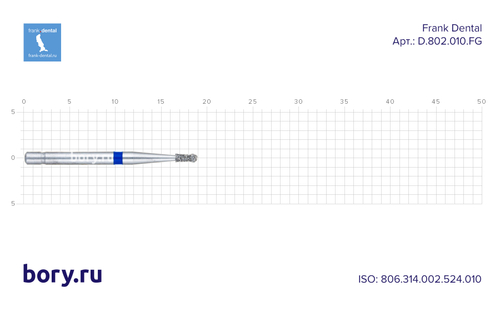 Бор алмазный стандартный Frank Dental типа FG - D.802.010.FG