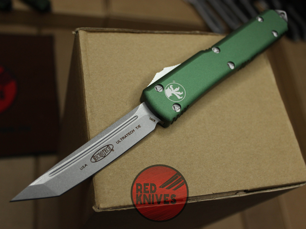 Нож Microtech Ultratech Tanto T/E A+++ - зеленая рукоять, клинок апокалиптик