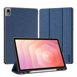 Чехол книжка синего цвета для планшета Samsung Galaxy Tab S11, серия Domo Series (с держателем для S Pen и функцией автоматического перехода в спящий режим) от Dux Ducis
