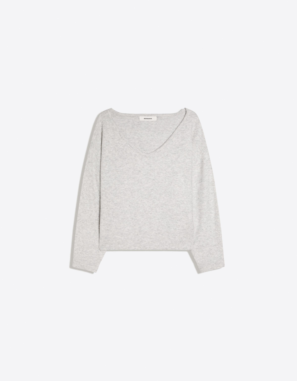 Женский свитер оверсайз с V-образным вырезом soft touch - BERSHKA