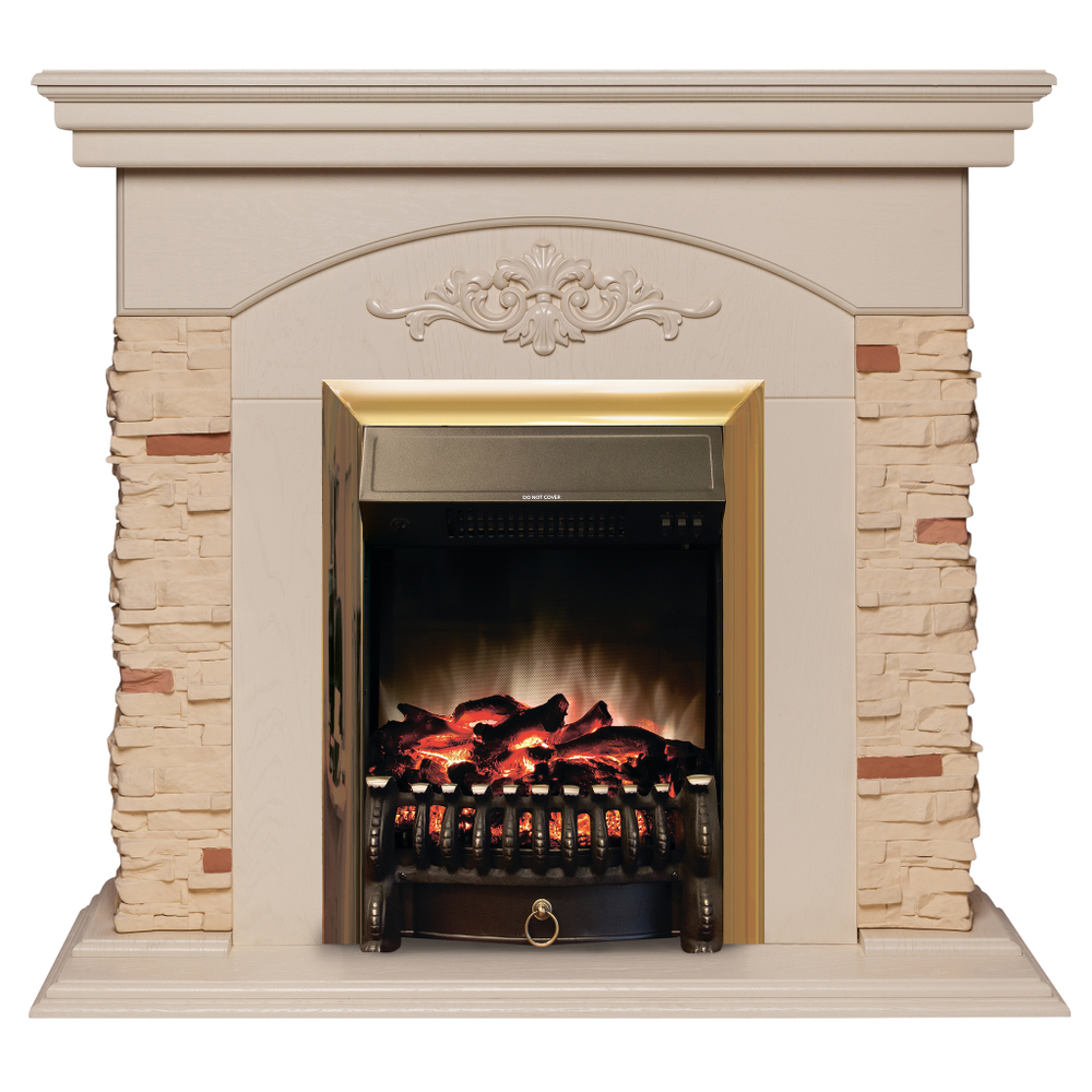 Каминокомплект Real Flame Neapolis WT с очагом Fobos Lux Brass