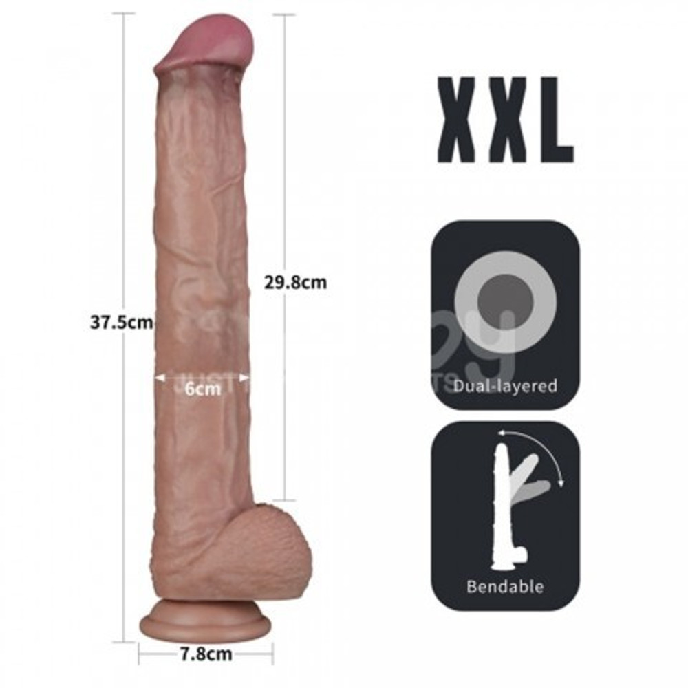 Реалистичный фаллоимитатор Lovetoy KING SIZED (29,8×6 см) с двойным покрытием, телесный