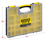 STAYER ROCKET-19, 420 x 330 x 50 мм, (16.5″), пластиковый органайзер с 19 съемными лотками (2-38032)
