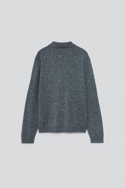 ZARA X BAISI GUADAGNINO СВИТЕР С ВОРОТНИКОМ ПОЛО, СЕРЫЙ