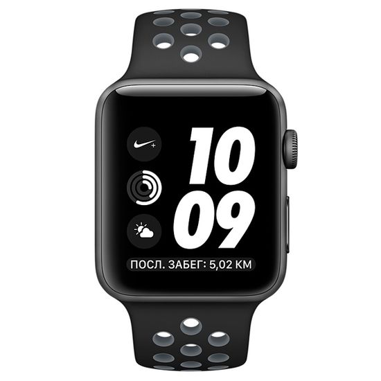 Умные часы Apple Watch Nike+ 42мм из алюминия цвета «серый космос», спортивный ремешок Nike MNYY2