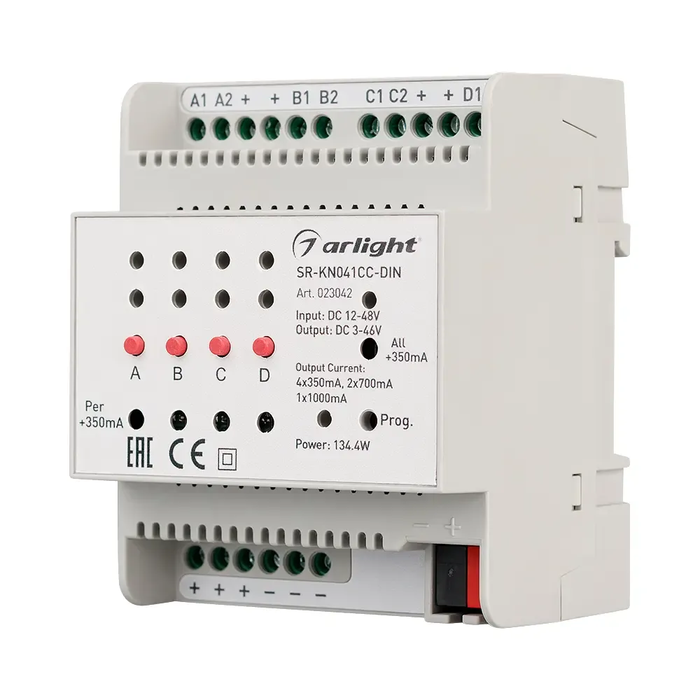 Контроллер тока SR-KN041CC-DIN (12-48V, 4x350/700mA) (Arlight, IP20 Пластик, 2 года) Контроллер тока SR-KN041CC-DIN (12-48V, 4x350/700mA) (Arlight, IP20 Пластик, 2 года)