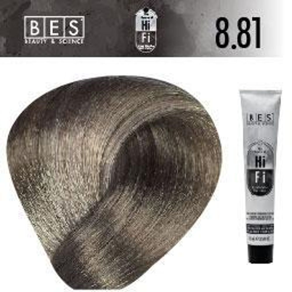 Перманентная краска для волос BES HI-FI 8.81 (светло-пепельный бежевый блонд), 100 мл