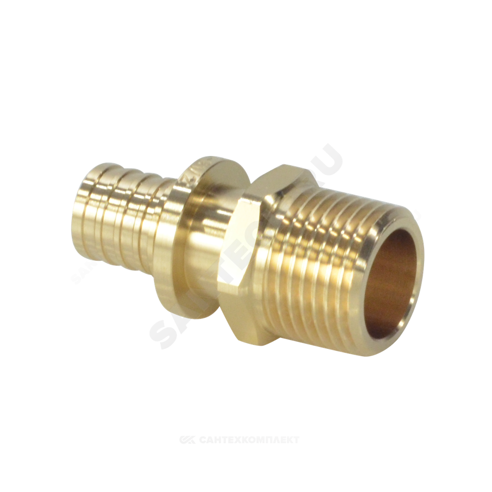 Муфта для PE-X труб аксиальная латунь Дн 20х1/2" НР РОС