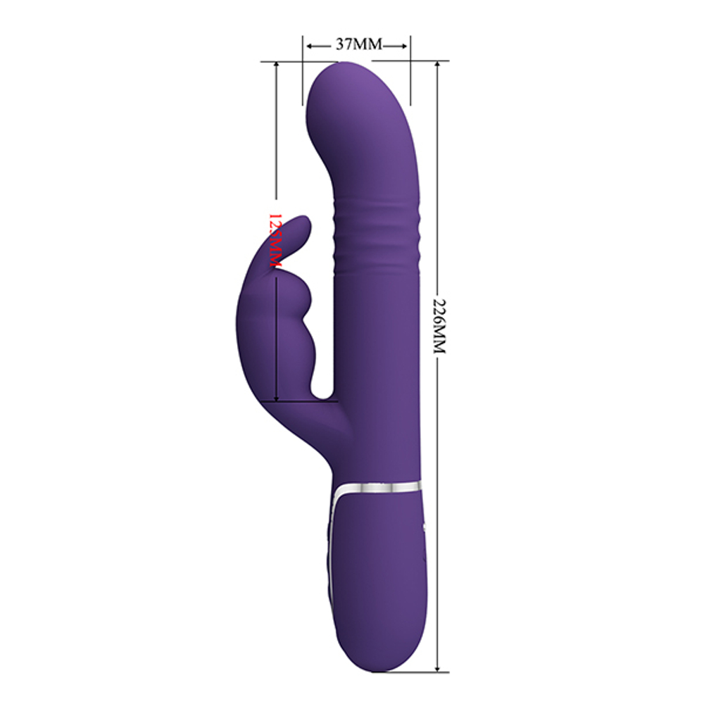 Темно-фиолетовый вибратор-кролик 22,8см с пульсацией Pretty Love Perdita BW-500015-2