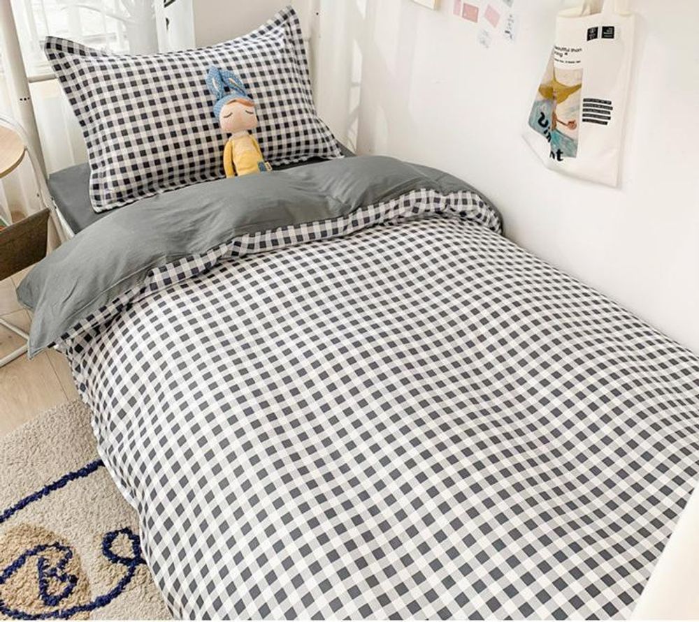 ZEPHYR HOME КПБ 1.5 Полуторка Сатин Серый клетка