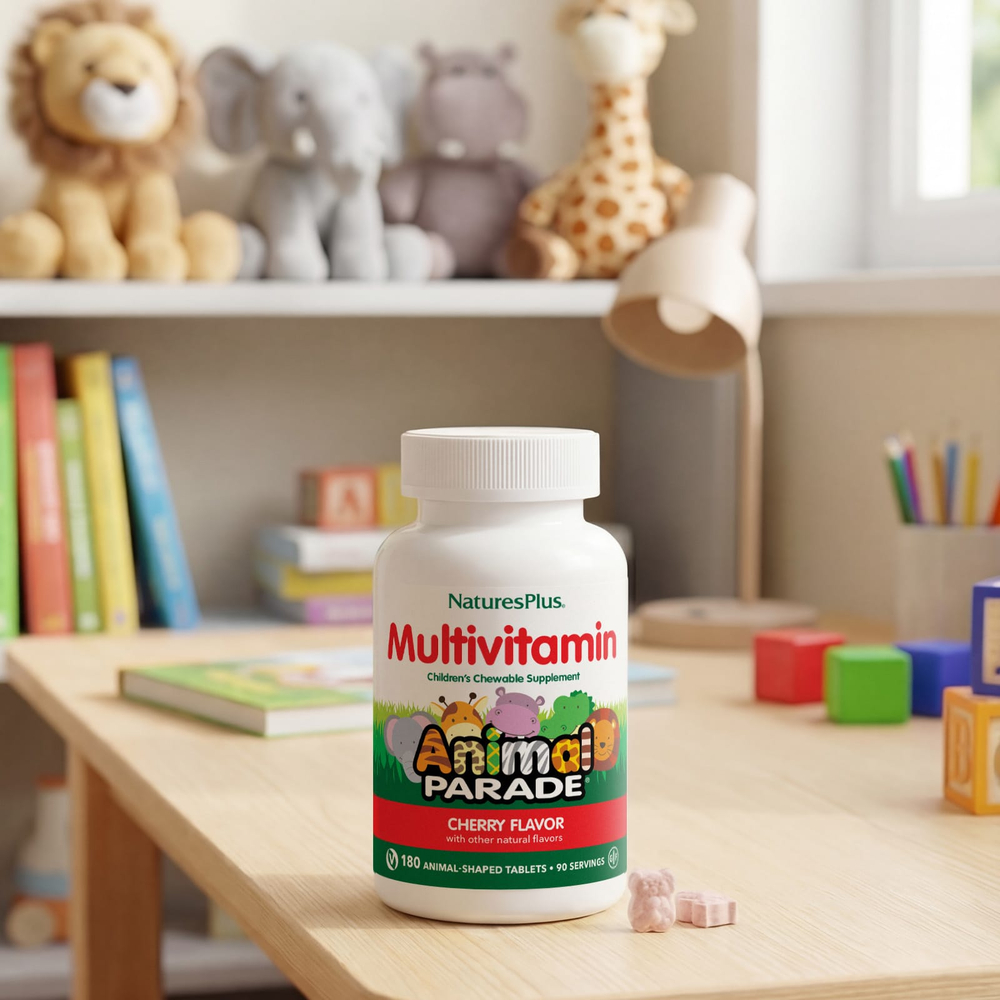 NaturesPlus, Animal Parade®, жевательные мультивитамины для детей, со вкусом вишни, 180 таблеток в форме животных