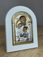 Св. Семейство, икона арочная, белое дерево  75х103