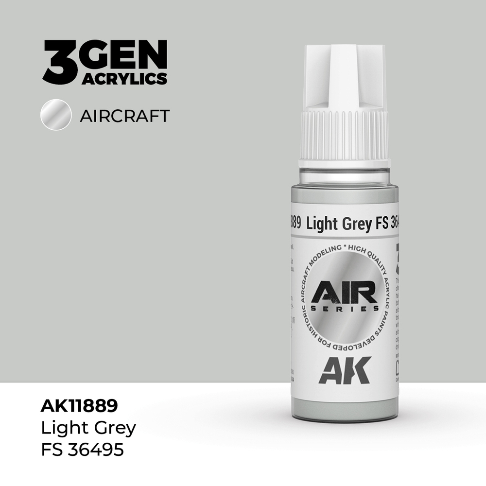 Акриловая краска AK Interactive Light Grey FS 36495 3GEN AIR, 18мл