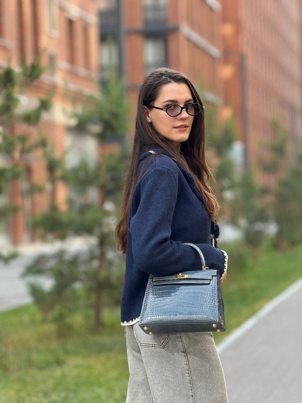 Сумка Hermes из кожи крокодила 25 см