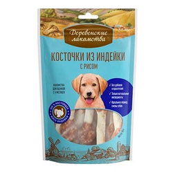 Деревенские Лакомства д/щенков Косточки из Индейки с рисом, 85гр