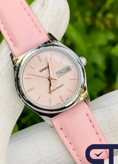 Casio LTP-V006L-4B — женские часы с кожаным ремешком, датой и днём недели