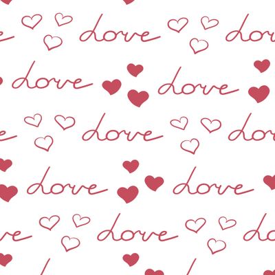 Узор с сердечками и текстом Love на белом фоне