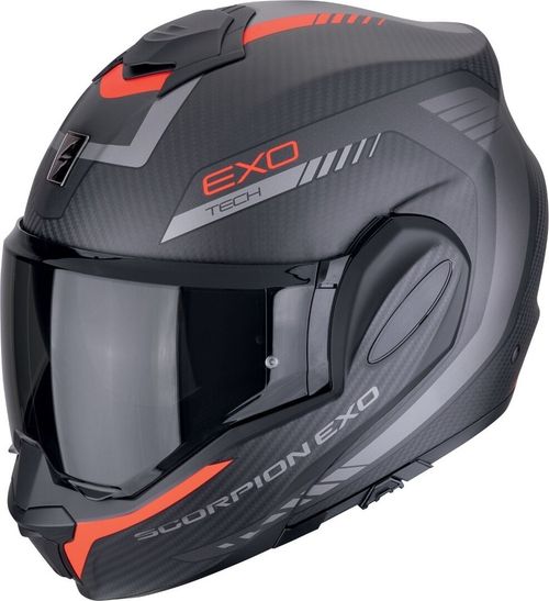 Купить Мотошлем Трансформер Scorpion EXO EXO Tech Evo Carbon Cosy / Матовый / Черно-красный