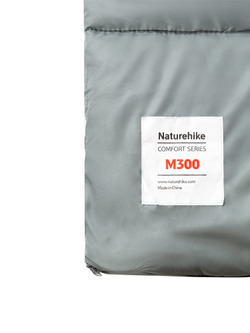 Спальный мешок Naturehike M300 с капюшоном,серый (CNK2350WS023), молния справа