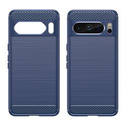 Мягкий чехол синего цвета для Google Pixel 8 Pro, серия Carbon (дизайн в стиле карбон) от Caseport