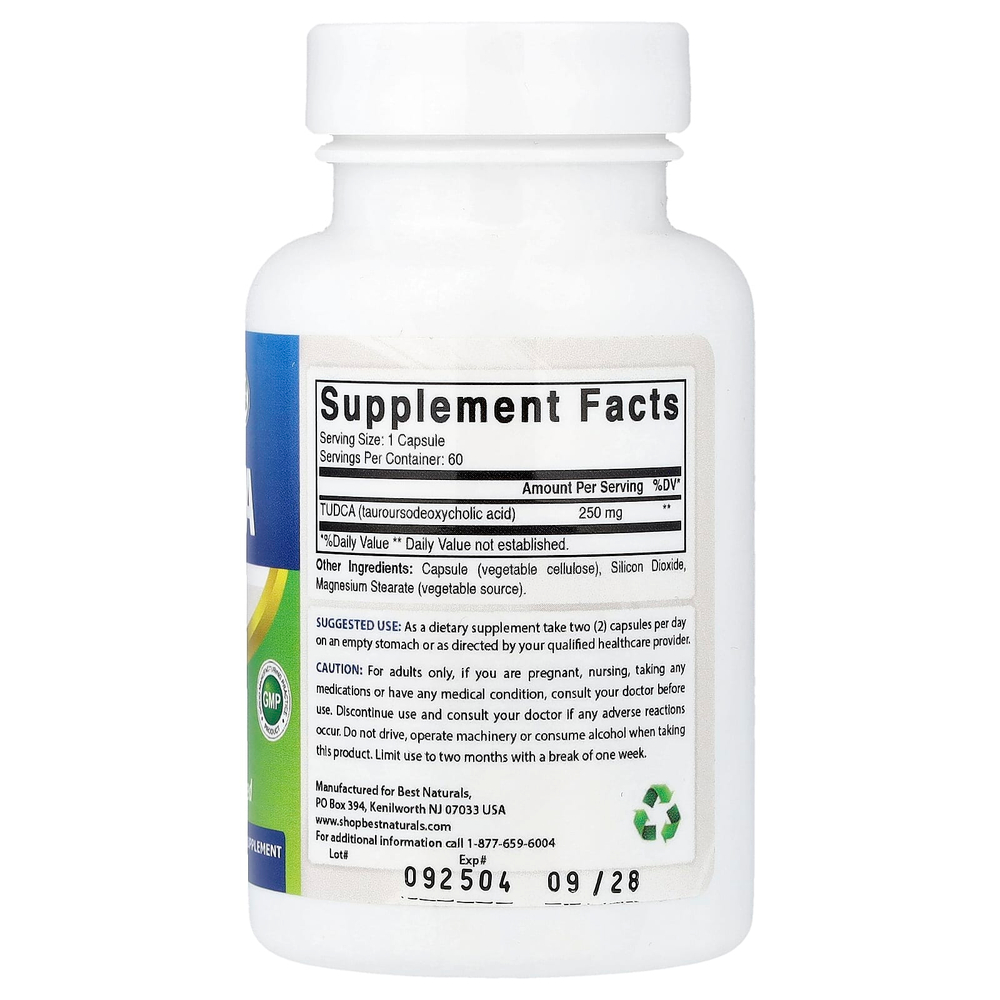 Best Naturals, TUDCA, 250 мг, 60 капсул