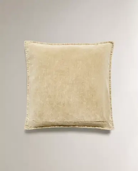 ZARA HOME БАРХАТНАЯ НАВОЛОЧКА ДЛЯ ДЕКОРАТИВНОЙ ПОДУШКИ, СВЕТЛО-БЕЖЕВЫЙ